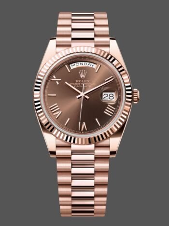Rolex Day-Date 228235 Men's Watch Replica Chocolate Brown Dial Fluted Bezel 40mm