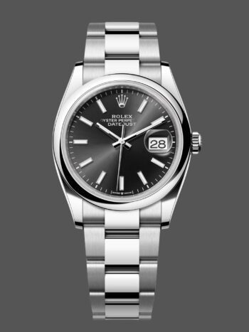 Replica Rolex Datejust 126200 unisex stainless steel, black dial, 36 mm