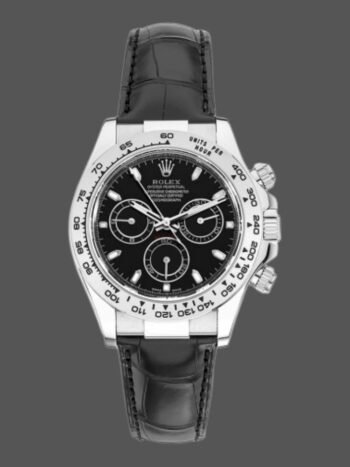 Rolex Daytona 116519 Men's Watch Replica Black Leather Strap Black Dial 40mm