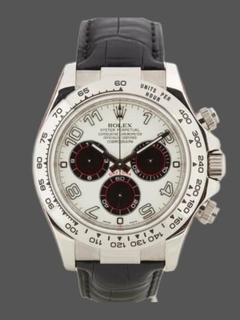 Rolex Daytona 116519 Men's Watch Replica Panda Dial Black Leather Strap 40mm