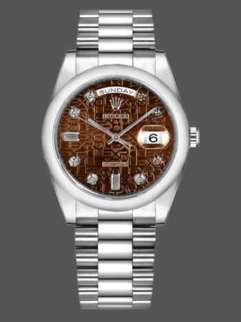 Replica Rolex Day-Date 118209 Jubilee unisex watch in white gold with 36 mm chocolate brown dial