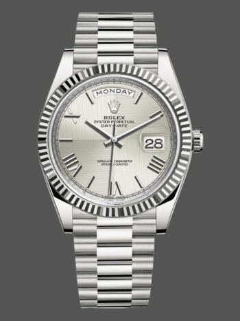 Rolex Day-Date 228239 Men's Replica Watch Roman Dial Fluted Bezel Quadrant Motif 40mm