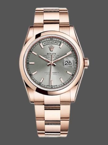 Replica of the unisex Rolex Day-Date 118205 watch, gray dial and 36 mm rose gold