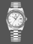 Replica Rolex Day-Date 118239 unisex watch, white gold, white dial, fluted bezel, 36 mm
