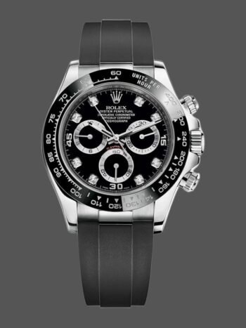 Rolex Daytona 116519 Men's Automatic White Gold Black Dial Diamonds Watch Replica 40mm