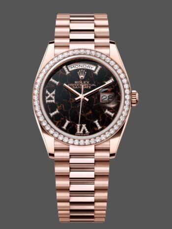 Replica Rolex Day-Date 128345RBR unisex watch with 36mm Everose gold and stainless steel dial