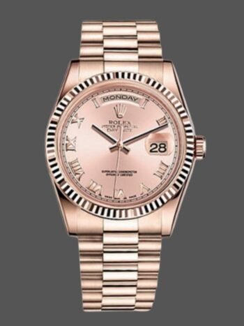 Replica Rolex Day-Date 118235 Women's Watch, Pink Dial with Roman Numerals, 36mm