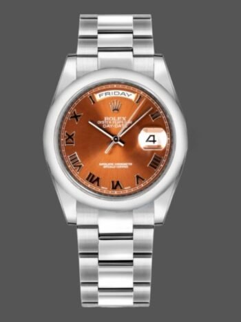 Replica Rolex Day-Date 118209 unisex watch, white gold, copper brown dial, 36 mm