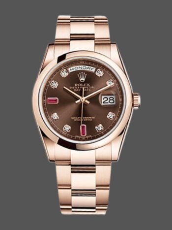Replica Rolex Day-Date 118205 unisex watch with 36mm chocolate brown dial