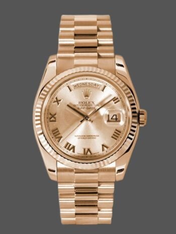 Replica Rolex Day-Date 118235 unisex watch with 36mm pink champagne Roman dial
