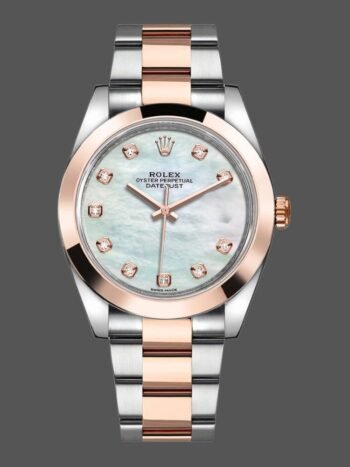 Réplica del reloj Rolex Datejust 126301 para hombre, esfera de acero, oro rosa, 41 mm, color blanco nácar y diamantes