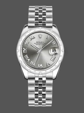 Replica Rolex Datejust 178344 Women's Watch, Rhodium-Plated Gray Dial, Jubilee Bracelet, 31mm