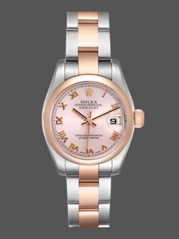 Replica Rolex Datejust 179161 Women's Watch, Stainless Steel and Everose Gold, Pink Dial with Roman Numerals, 26mm