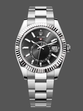 Rolex Sky Dweller 42 Rolesor blanco con esfera negra Oyster M336934 0007 Reloj para hombre