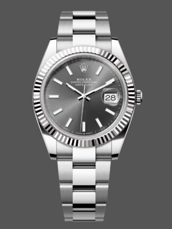 Rolex Datejust 41 Oyster M126334 0013 Men's Watch White Gold Fluted Bezel Slate Dial