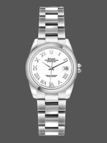 Replica Rolex Datejust 179160 Women's Watch with Oyster Bracelet, White Roman Dial, 26mm