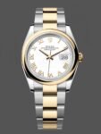 Replica of the Rolex Datejust 36 with white dial and Roman numerals 126203 0030