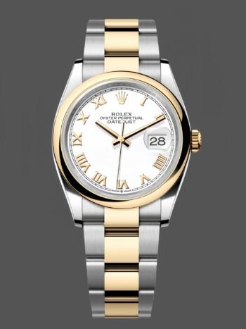 Replica of the Rolex Datejust 36 with white dial and Roman numerals 126203 0030