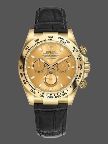 Replica Rolex Cosmograph Daytona 116518 for men, champagne dial, 40mm yellow gold bezel