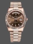 Rolex Day-Date 118235 replica watch, Everose gold case, chocolate dial, 36 mm, unisex
