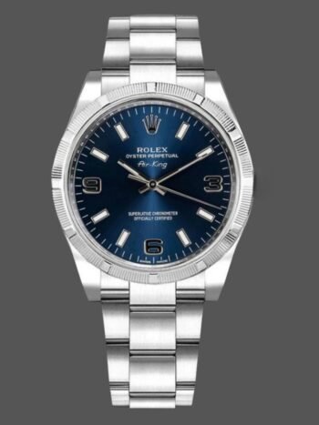 Replica Rolex Oyster Perpetual Air King 114210 unisex watch, blue dial, 34 mm