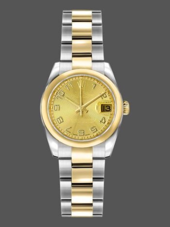 Rolex Datejust 179163 Women's Watch Replica Champagne Dial Concentric Circle Vaulted Bezel 26mm