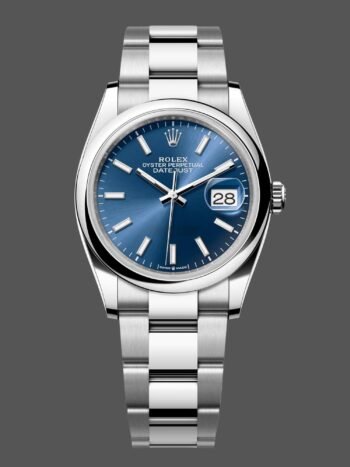 Replica Rolex Datejust 126200 unisex stainless steel watch with 36mm blue dial