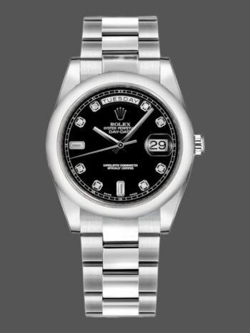Replica Rolex Day-Date 118209 unisex watch, black dial, 36 mm