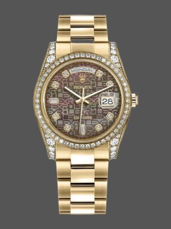 Replica Rolex Day-Date 118388 MOP Jubilee unisex watch with 36mm diamond dial