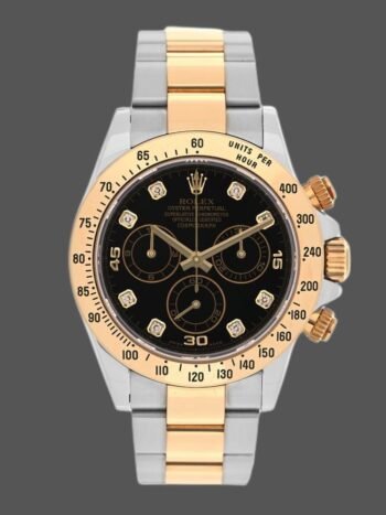 Replica Rolex Daytona 116523 Men's Watch Stainless Steel Black Diamond Dial 40mm