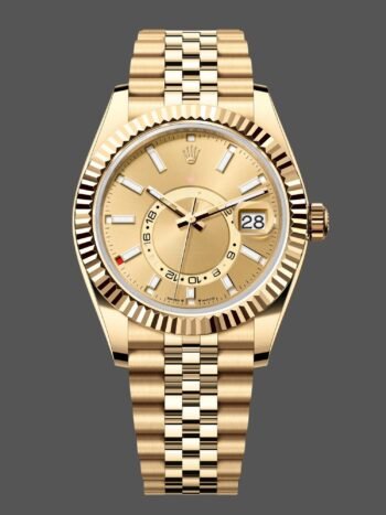 Réplica del reloj Rolex Sky-Dweller m336938-0004 para hombre, oro amarillo, esfera champán, 42 mm