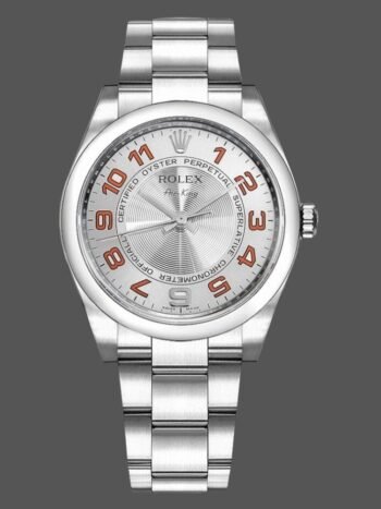Replica Rolex Oyster Perpetual Air-King 114200 unisex watch with 34mm concentric silver dial