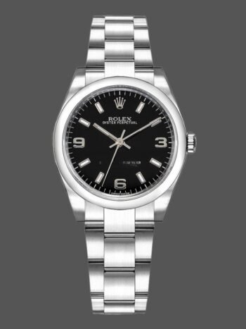 Rolex Oyster Perpetual 177200 Women's Watch Replica Black Arabic Dial Vaulted Bezel 31mm