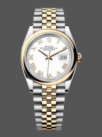 Rolex Datejust 36, two-tone white dial, Roman numerals, 126203 0029