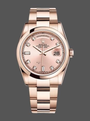Replica Rolex Day-Date 118205 Unisex Watch, Rose Gold, Pink Diamond Dial, 36mm