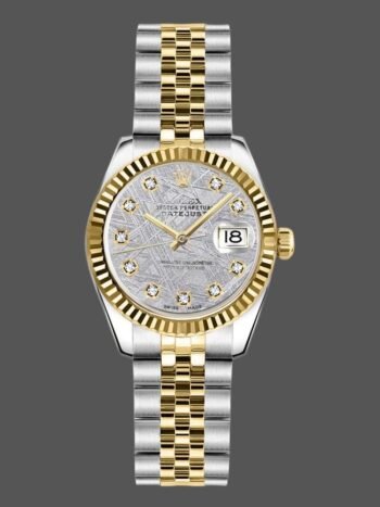 Replica Rolex Datejust 179173 Women's Watch, Meteorite Gray Diamond Dial with Fluted Bezel, 26mm