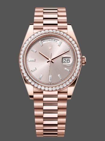 Replica Rolex Day-Date 228345RBR 0007 Sundust Diamond Dial Diamond Bezel 40mm watch for men