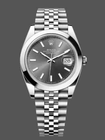 Rolex Datejust 41 stainless steel watch with gray dial and Jubilee M126300 0008 strap for men