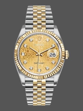 Réplica del reloj Rolex Datejust 126233, esfera Champagne Jubilee, bisel estriado, 36 mm, unisex