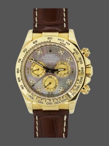 Rolex Daytona 116518 Men's Yellow Gold 40mm Dial Replica Dark Mother of Pearl Diamonds