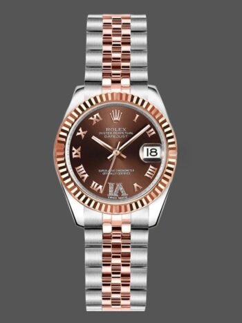 Rolex Datejust 179171 Women's Watch Replica Chocolate Brown Dial Fluted Bezel 26mm