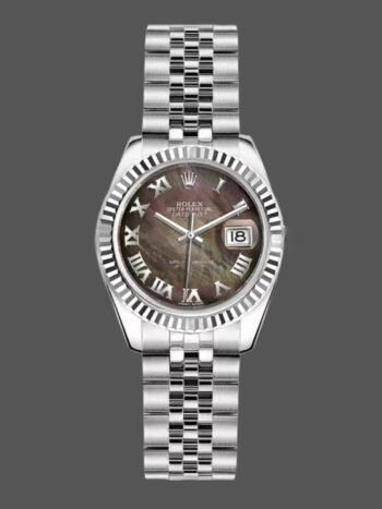 Rolex Datejust 179174 Women's Watch Replica Dark Mother of Pearl Dial Fluted Bezel 26mm
