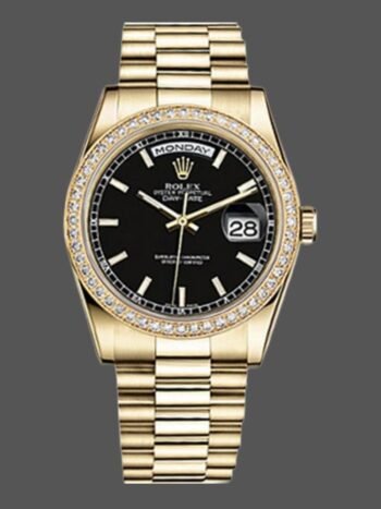 Rolex Day Date 118348 replica, black dial, 36 mm, unisex