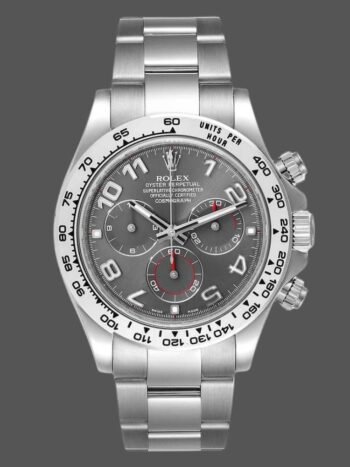 Replica Rolex Cosmograph Daytona 116509 for Men, Arabic Gray Dial, White Gold, 40mm