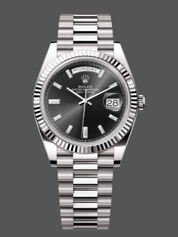 Rolex Day-Date 40mm 228239 0005 Men's Watch Replica Black Diamond Dial Fluted Bezel