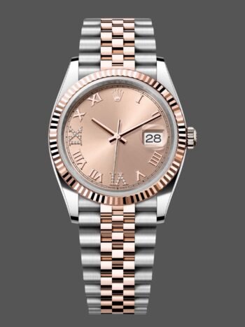 Rolex Datejust 36 made of steel and Everose gold with pink diamond pav?? and Roman dial m126231 0027