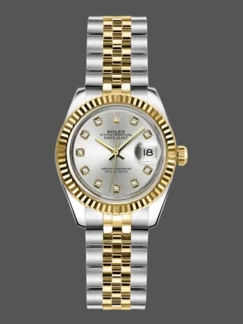 Rolex Datejust 179173 Women's Watch Replica Gray Diamond Dial Fluted Bezel 26mm