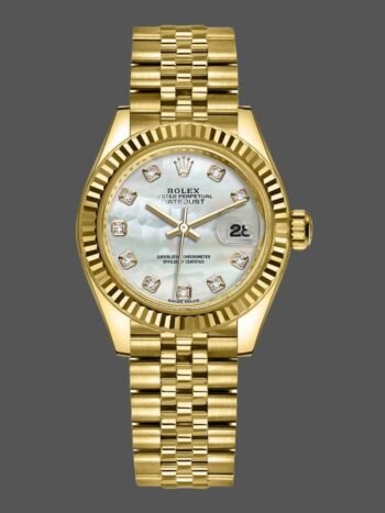 Replica Rolex Datejust 279178 women's watch, 28mm yellow gold dial and MOP diamonds