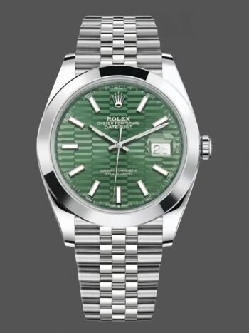 Rolex Datejust 41 watch with mint green dial and smooth bezel 126300 for men