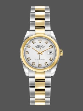 Replica Rolex Datejust 179163 Women's Watch, White Diamond Dial, 26mm Vaulted Bezel
